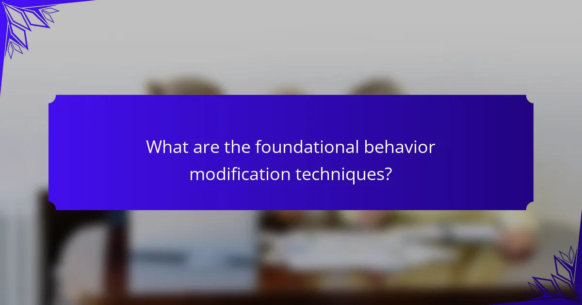 What are the foundational behavior modification techniques?