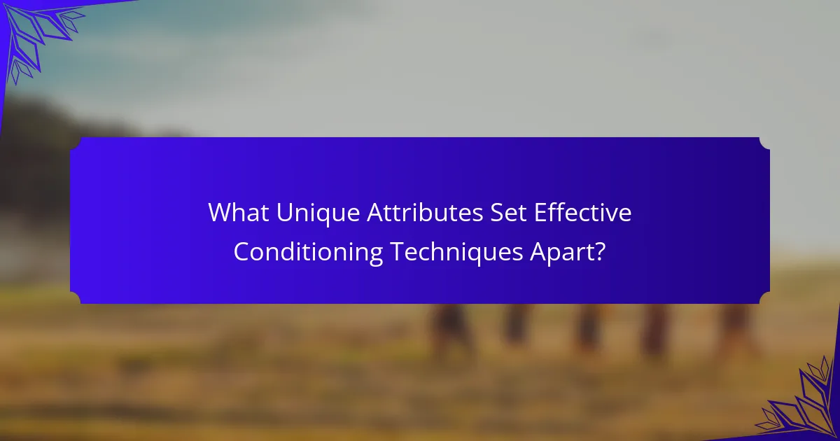 What Unique Attributes Set Effective Conditioning Techniques Apart?